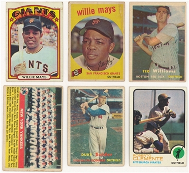 1957-73 Baseball Hall of Fame and Superstar Collection (23) Including Mays, Clemente and Ted Williams